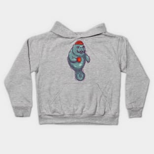 Manatee drinking Tea - Chubby Mermaid Kids Hoodie